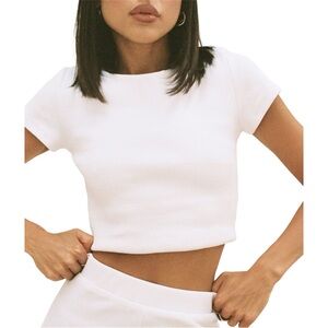 Princess Polly White Crop T-Shirt